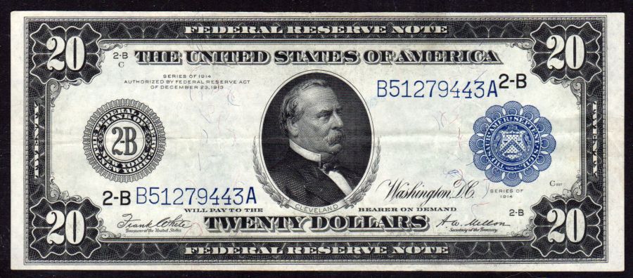 Fr.0971a, 1914 $20 New York FRN, Choice Very Fine